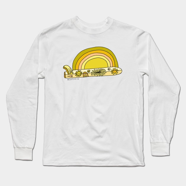 single fin radiate rainbows // retro surf art by surfy birdy Long Sleeve T-Shirt by surfybirdy